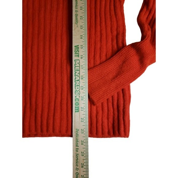 NWT Leyden Ribbed Mock-Neck Pullover Sweater w Puffed Sleeves - Red - L - Picture 9 of 13